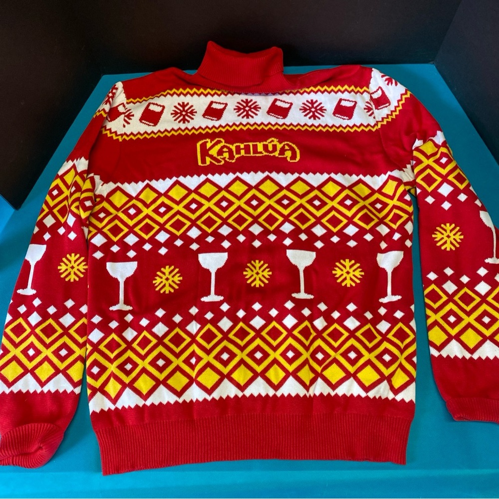Holiday Style Kahlua Ugly Christmas Sweater - Yellow/ Red - Adult Large